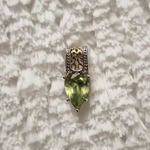 Vintage Sterling Silver Two Tone Perdiot Pendant